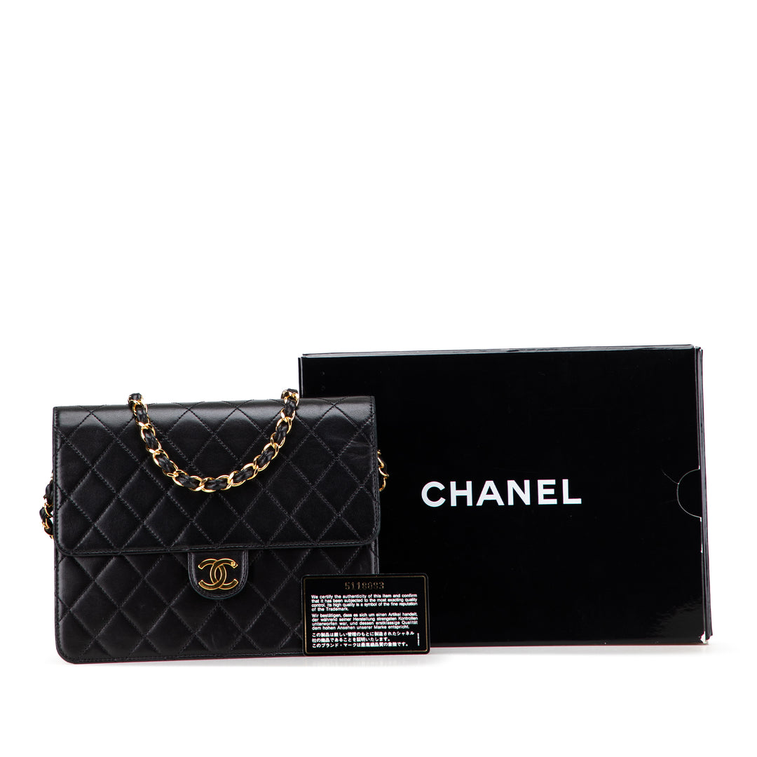 CC Quilted Lambskin Single Flap Black - Gaby Paris