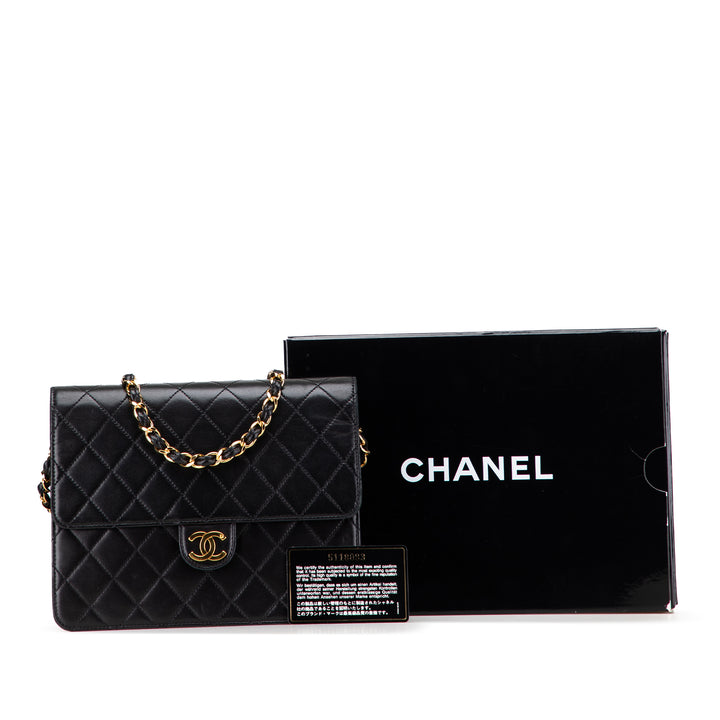 CC Quilted Lambskin Single Flap Black - Gaby Paris