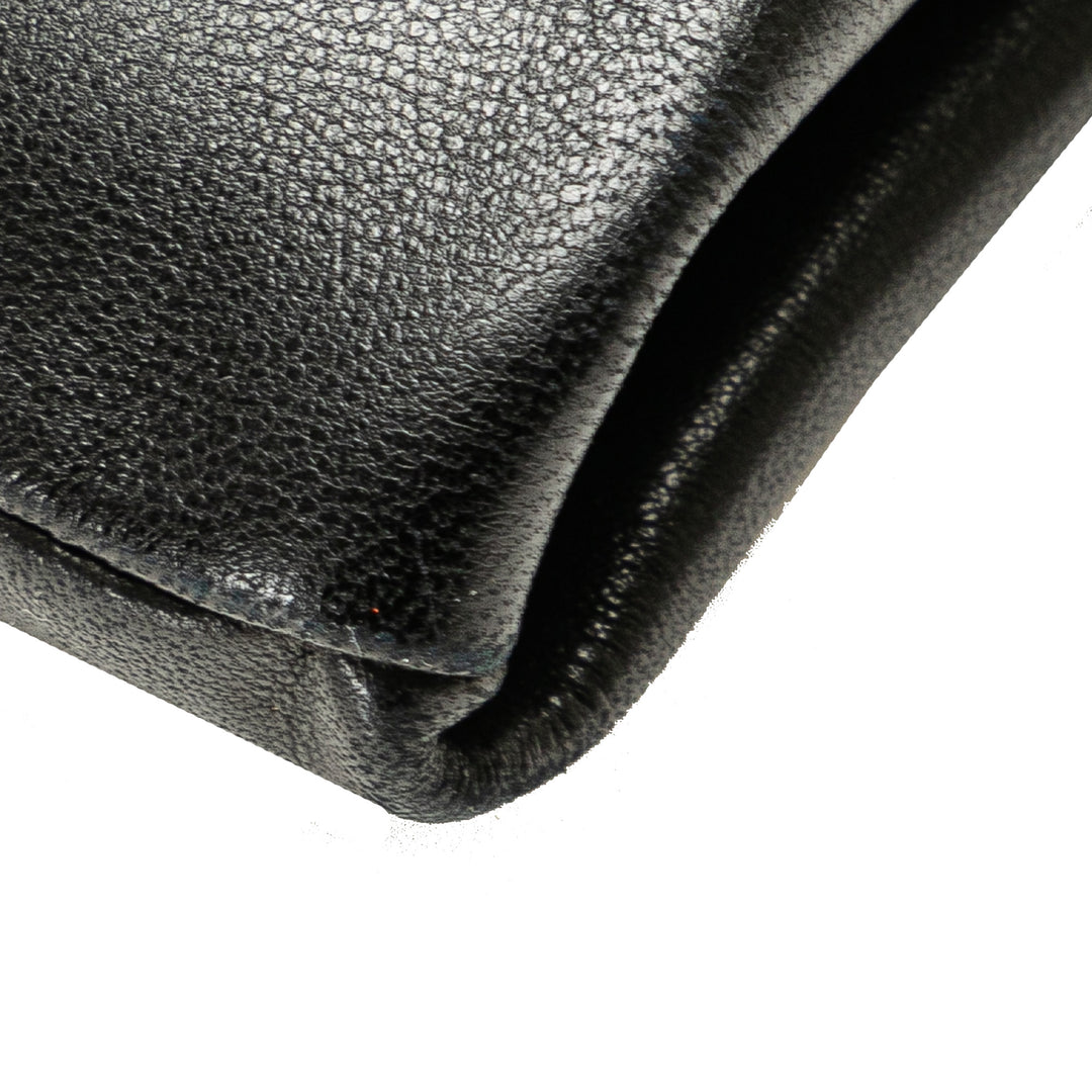 Lambskin Bow Long Clutch Black - Gaby Paris
