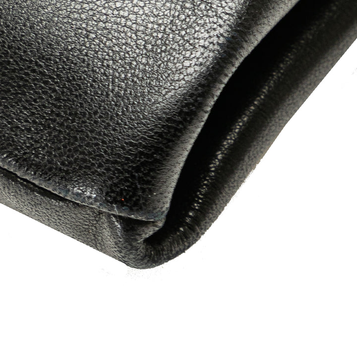 Lambskin Bow Long Clutch Black - Gaby Paris