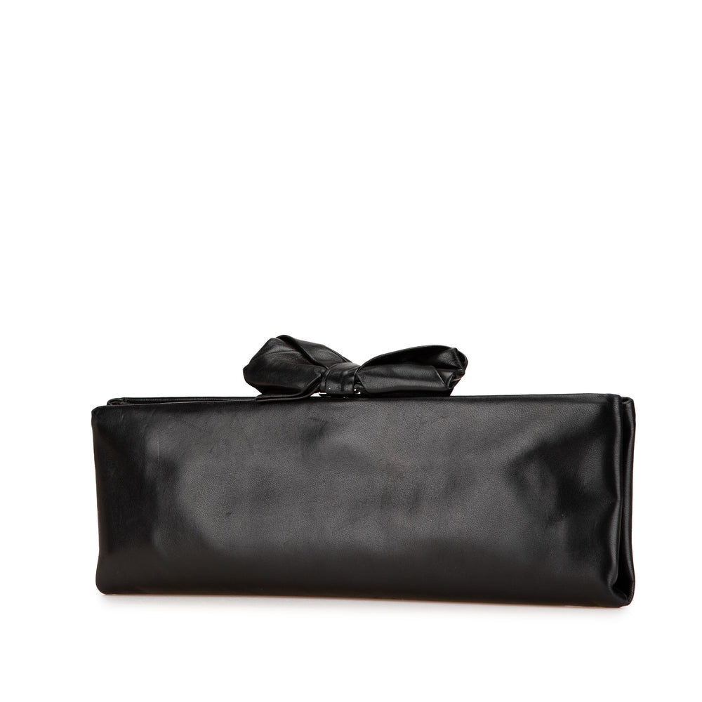 Lambskin Bow Long Clutch Black - Gaby Paris