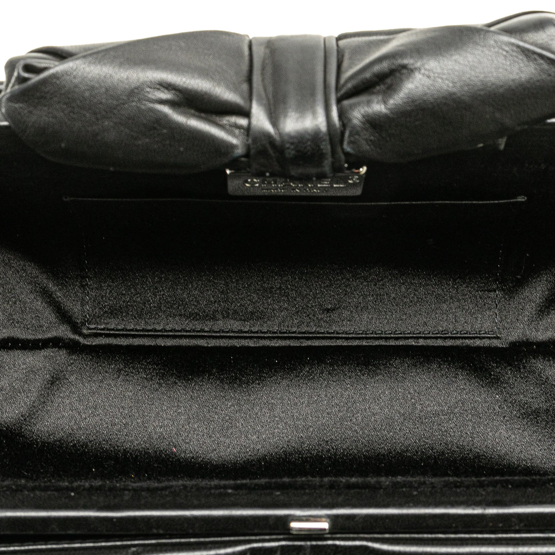 Lambskin Bow Long Clutch Black - Gaby Paris