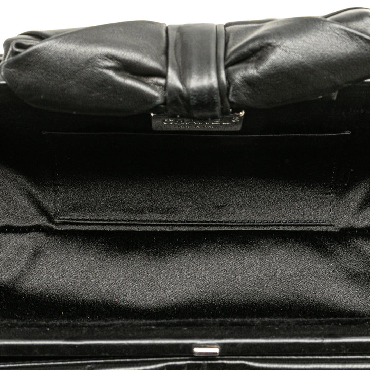 Lambskin Bow Long Clutch Black - Gaby Paris