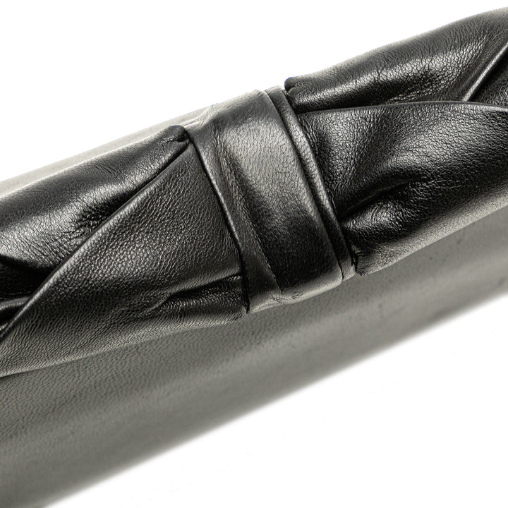 Lambskin Bow Long Clutch Black - Gaby Paris