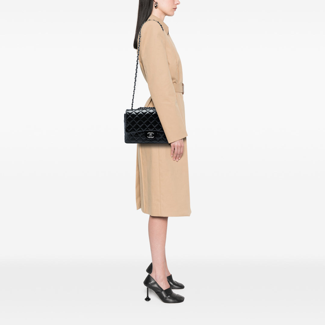 Classic froissé Rabat simple Jumbo Noir