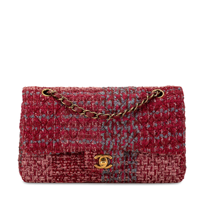 Medium Classic Tweed Double Flap Red - Gaby Paris