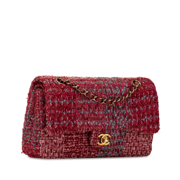 Medium Classic Tweed Double Flap Red - Gaby Paris