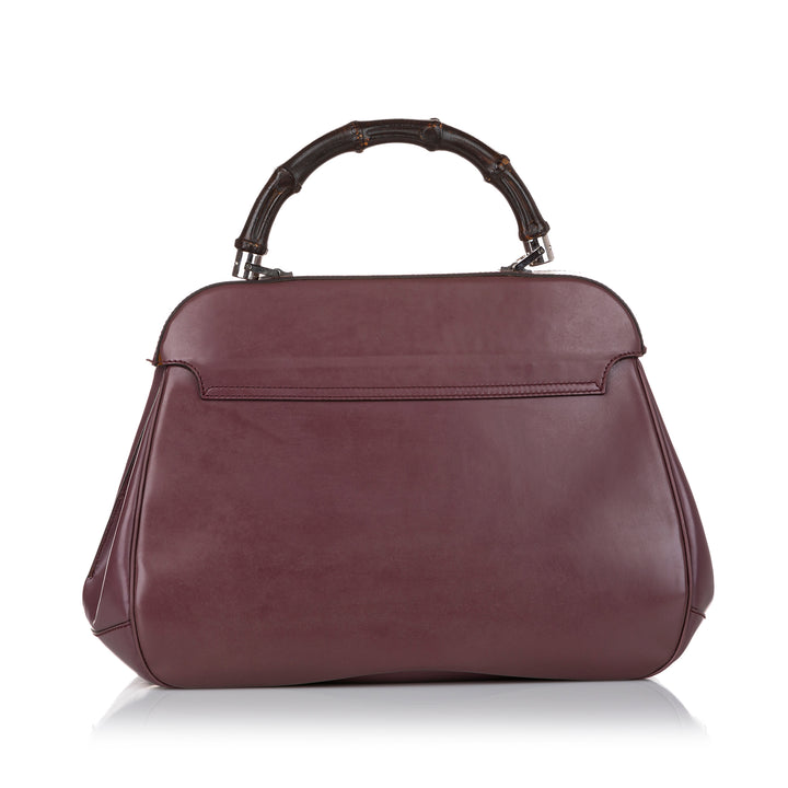 Bamboo Lady Lock Leather Handbag Purple - Gaby Paris