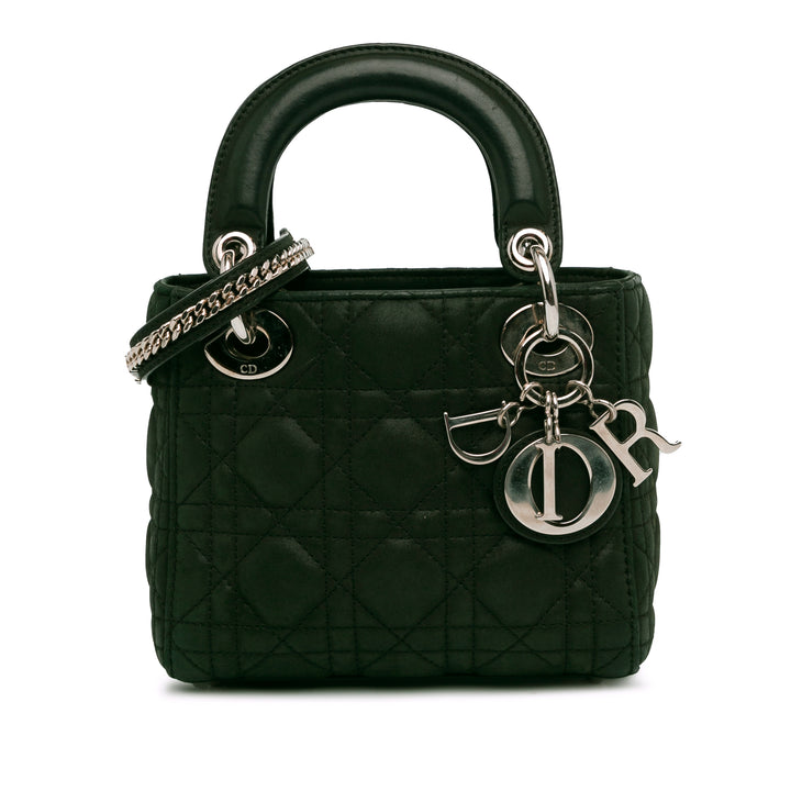 Mini Iridescent Fabric Cannage Lady Dior Green - Gaby Paris