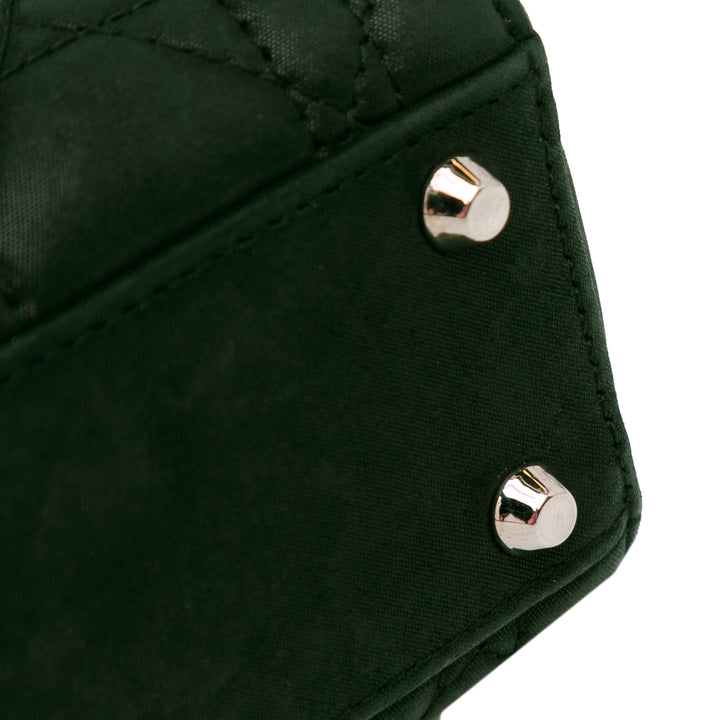 Mini Iridescent Fabric Cannage Lady Dior Green - Gaby Paris