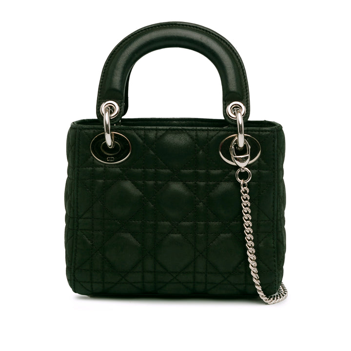 Mini Iridescent Fabric Cannage Lady Dior Green - Gaby Paris