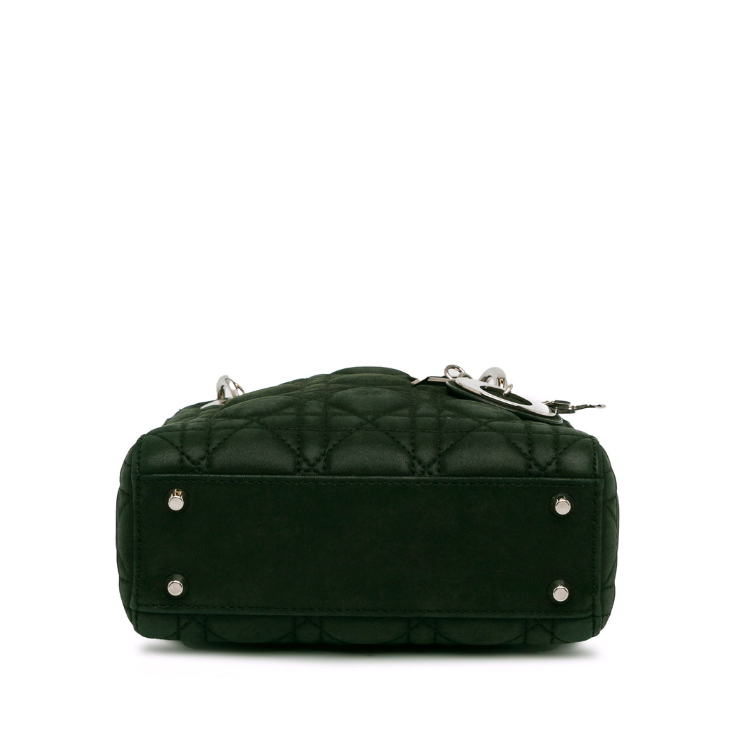 Mini Iridescent Fabric Cannage Lady Dior Green - Gaby Paris
