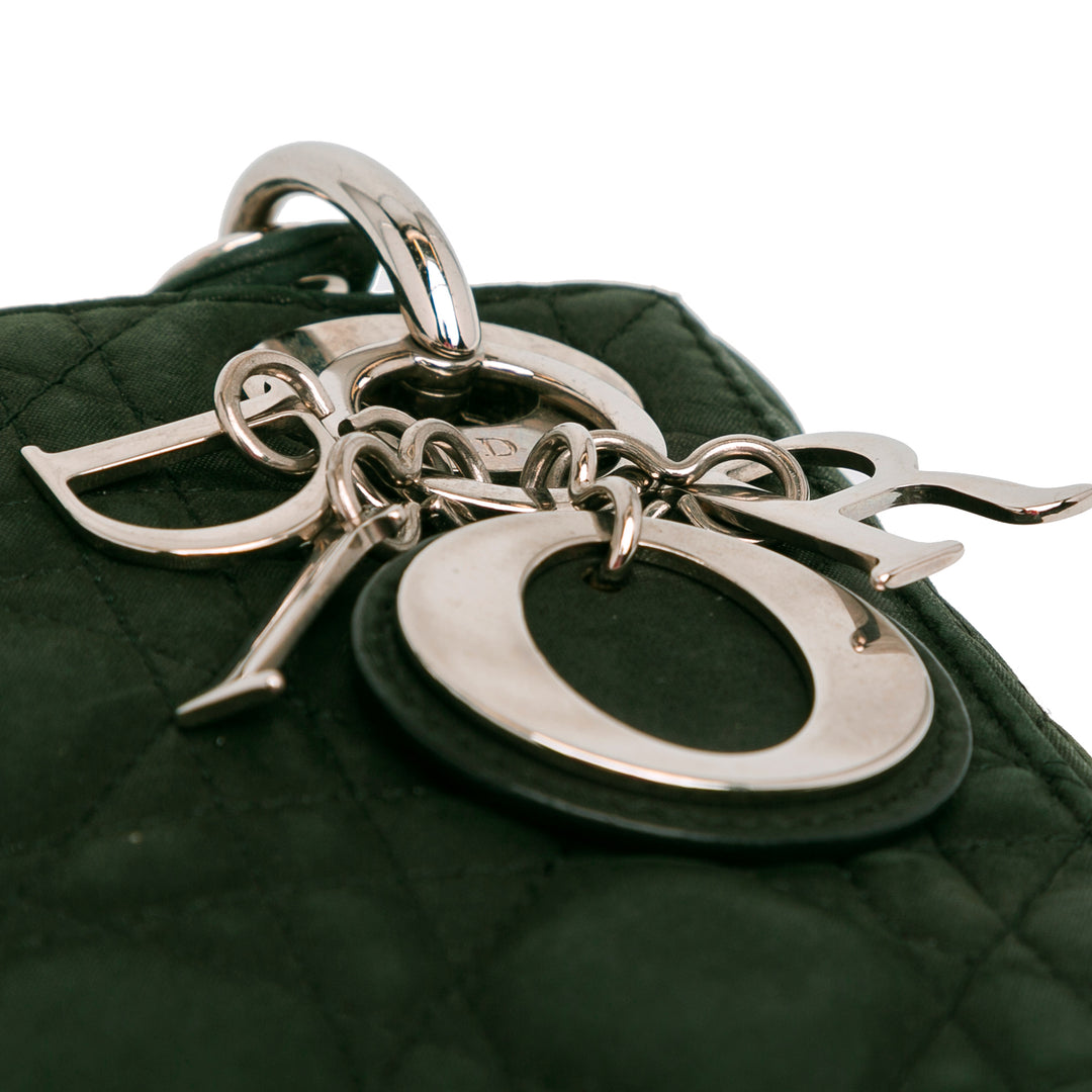 Mini Iridescent Fabric Cannage Lady Dior Green - Gaby Paris