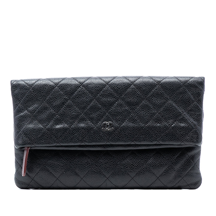 Chanel Matelassé Caviar CC Beauty Foldover Pochette