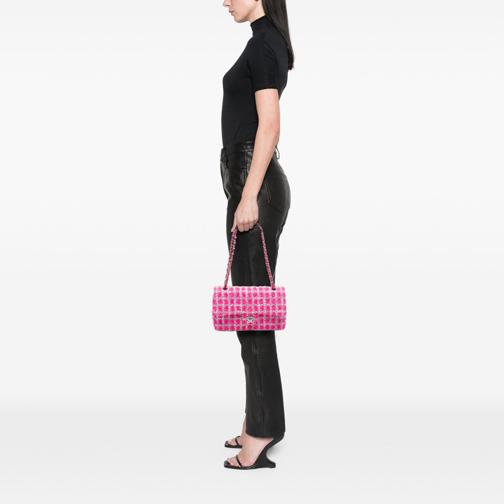 Chanel Medium Classic Tweed Double rabat Rose