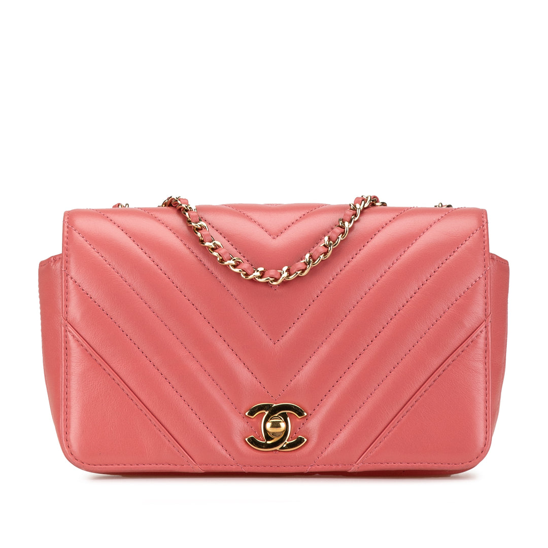 Chanel Chevron Statement à rabat Mini Cuir de veau