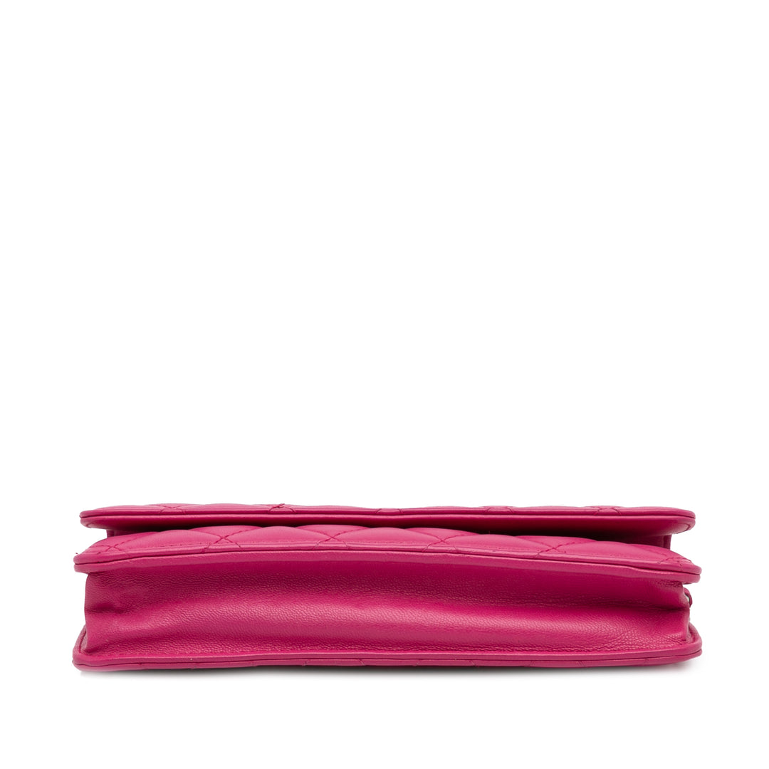 Classic Lambskin Wallet on Chain Pink - Gaby Paris