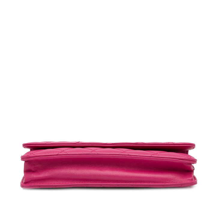 Classic Lambskin Wallet on Chain Pink - Gaby Paris