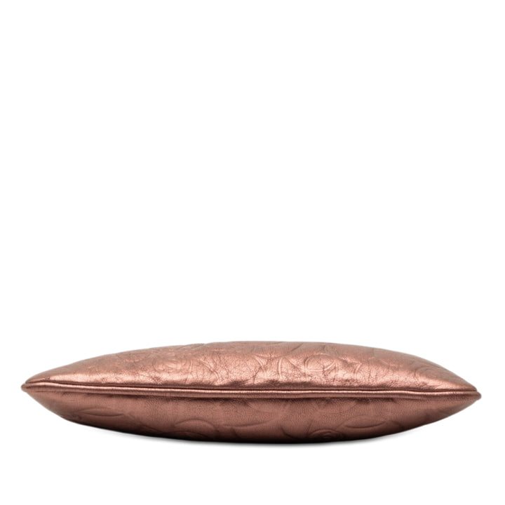 Chanel embossé Métallisé Camellia Chaîne Pochette Cuir d'agneau