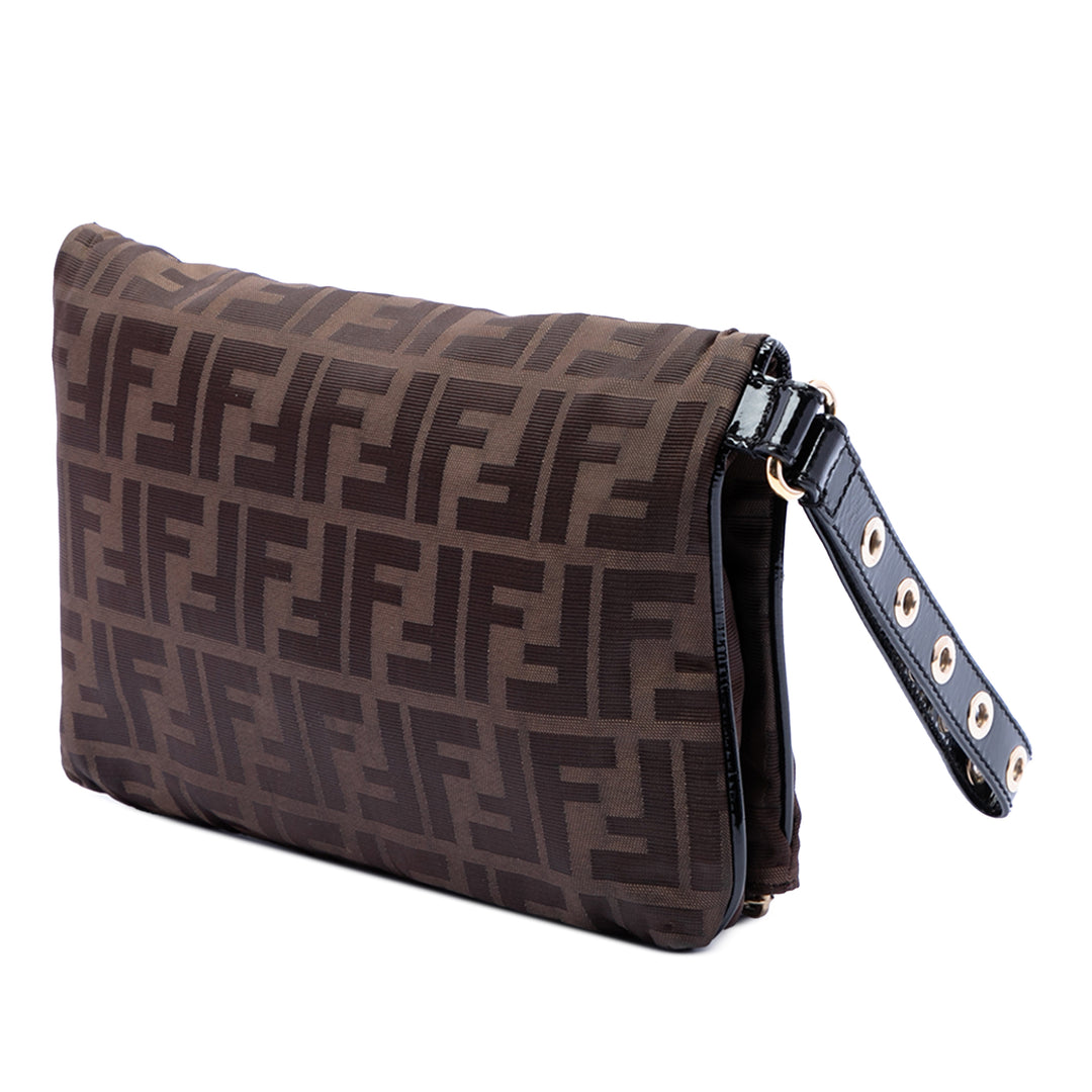 Fendi Zucca Toile à rabat Wristlet Pochette