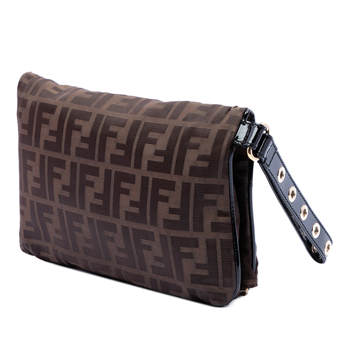 Fendi Zucca Toile à rabat Wristlet Pochette