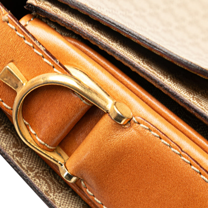 Macadam Coated Canvas Horse Carriage Crossbody Brown - Gaby Paris