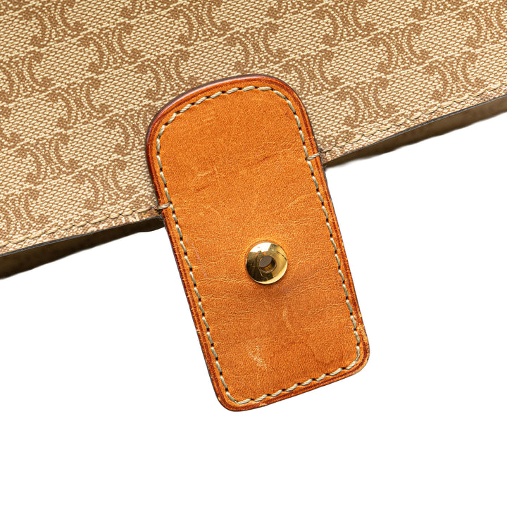 Macadam Coated Canvas Horse Carriage Crossbody Brown - Gaby Paris