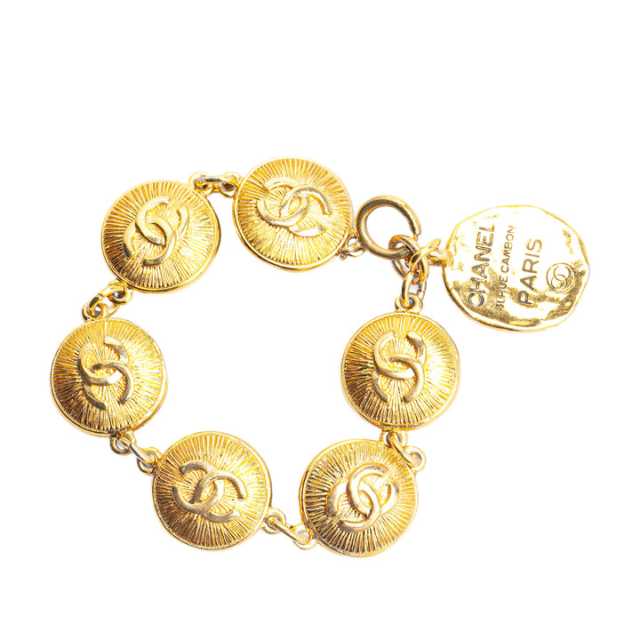 Chanel Gold Plated CC Medallion Bracelet Gold - GABY PARIS