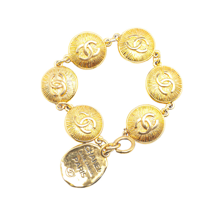 Chanel Gold Plated CC Medallion Bracelet Gold - GABY PARIS