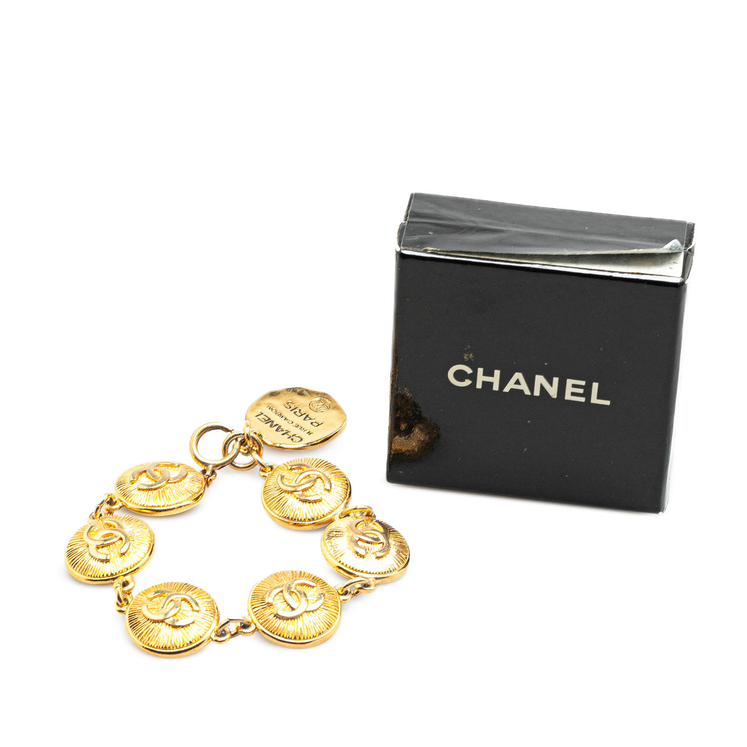 Chanel Gold Plated CC Medallion Bracelet Gold - GABY PARIS