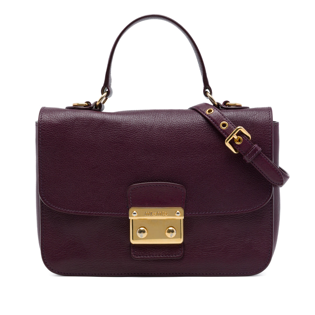 Madras Push Lock sac à Cuir de chèvre Violet