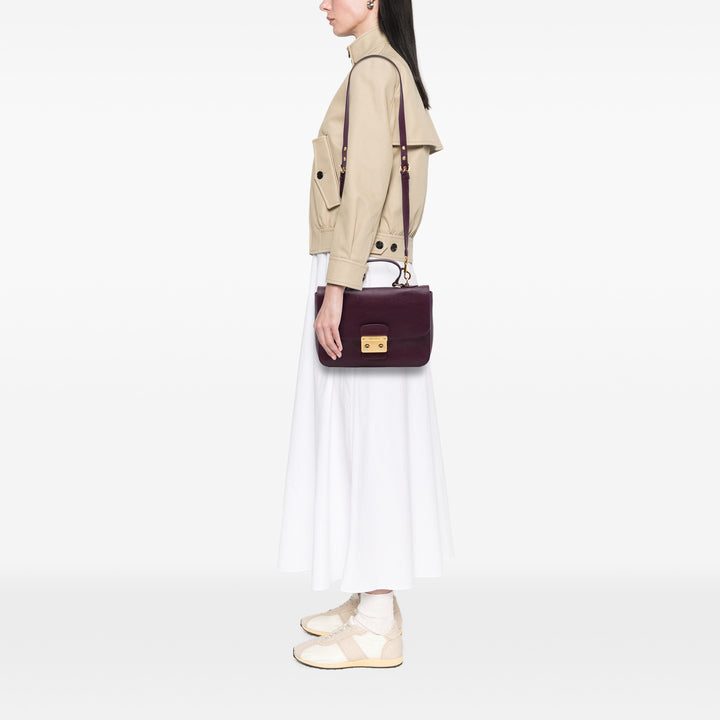 Madras Push Lock sac à Cuir de chèvre Violet