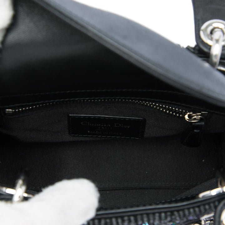 Dior Sequins Orné Lady Dior Mini Noir – vue 4 – GABY PARIS