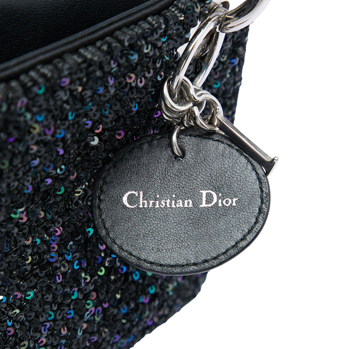 Dior Sequins Orné Lady Dior Mini Noir – vue 5 – GABY PARIS