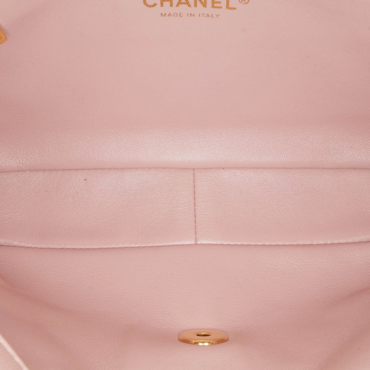 CC Quilted Lambskin Embellished Chain Flap Pink - Gaby Paris
