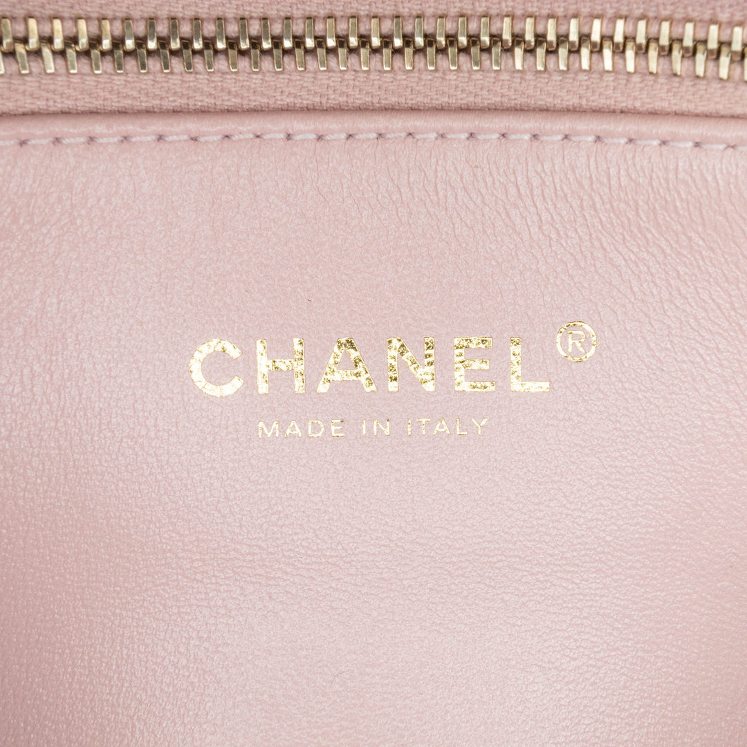 CC Quilted Lambskin Embellished Chain Flap Pink - Gaby Paris
