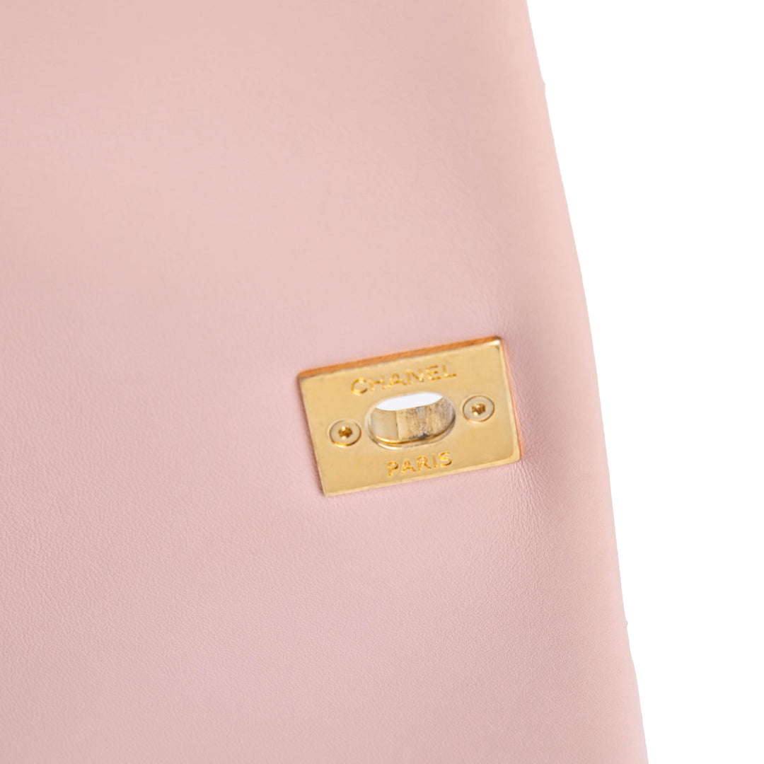 CC Quilted Lambskin Embellished Chain Flap Pink - Gaby Paris