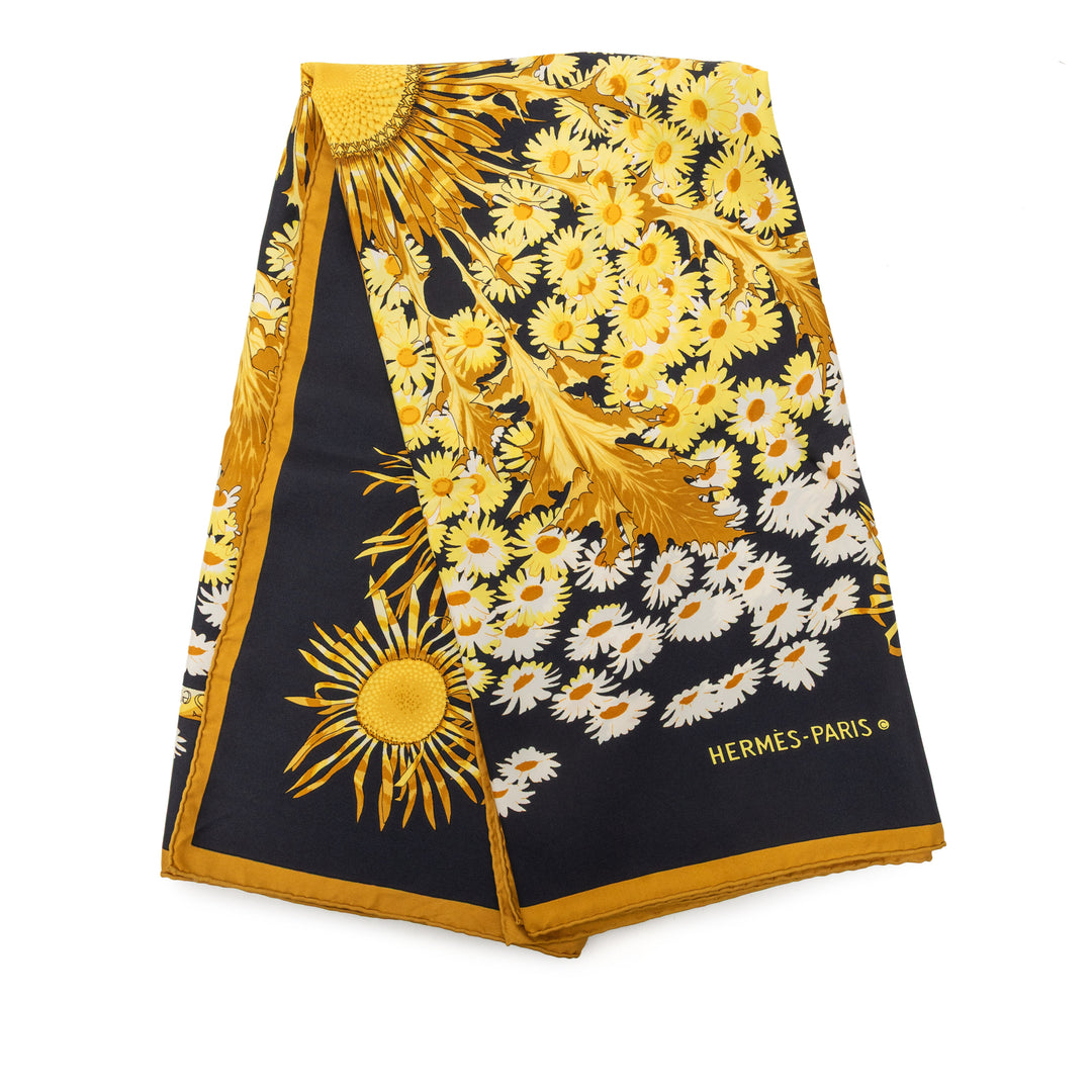 Hermès Fleurs et Carlines Soie Foulard 90