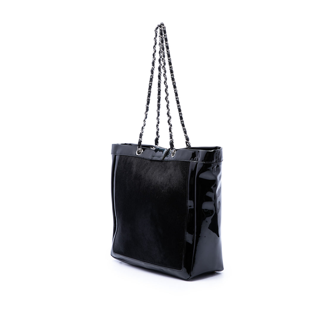 Chanel Pony Hair et Cuir verni Mademoiselle Turnlock Cabas
