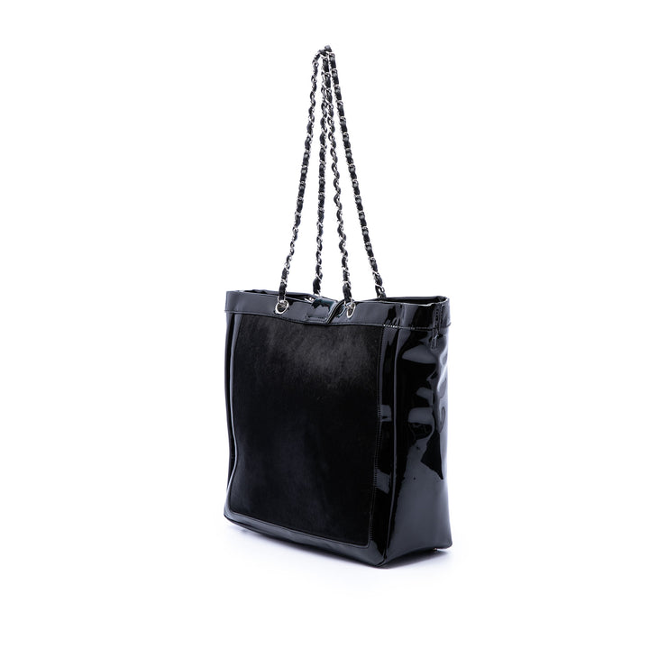 Chanel Pony Hair et Cuir verni Mademoiselle Turnlock Cabas