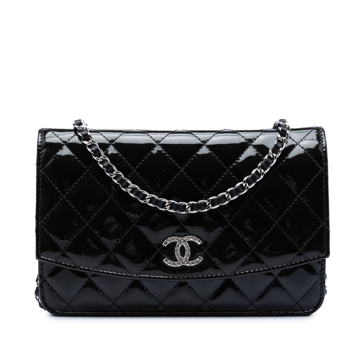 Chanel CC Matelassé Cuir verni Brilliant Wallet on Chain
