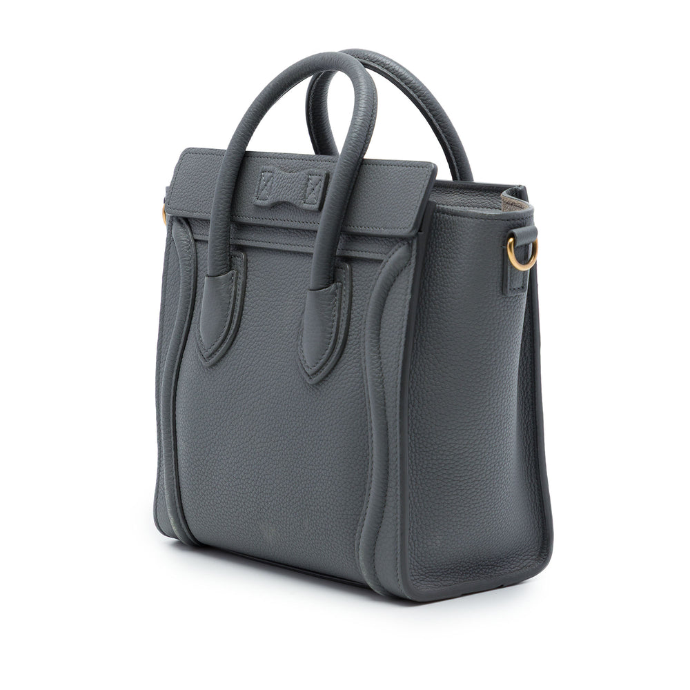 Celine grainé Luggage Cabas Nano Cuir de veau grainé Gris – vue 2 – GABY PARIS