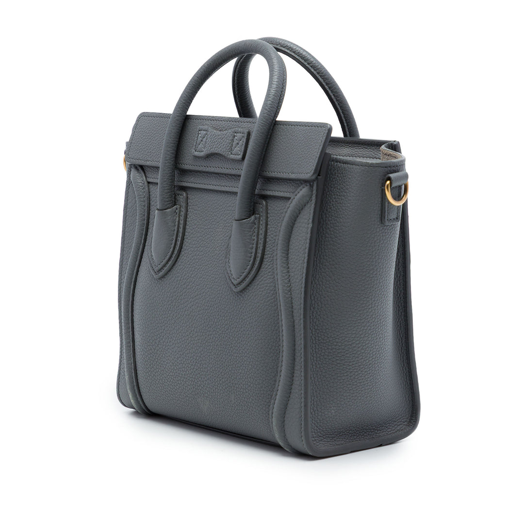 Celine grainé Luggage Cabas Nano Cuir de veau grainé Gris – vue 2 – GABY PARIS