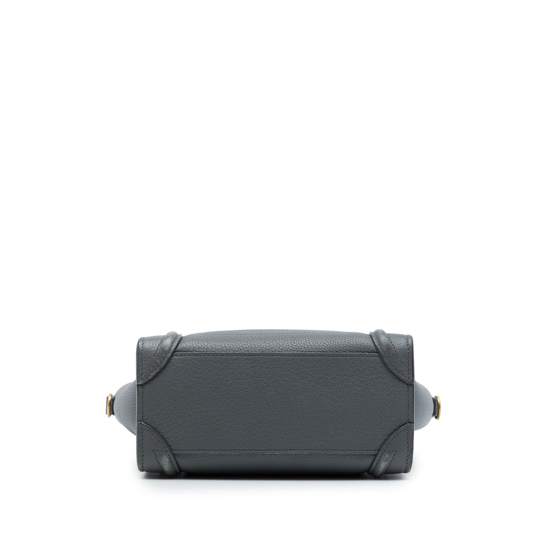 Celine grainé Luggage Cabas Nano Cuir de veau grainé Gris – vue 3 – GABY PARIS