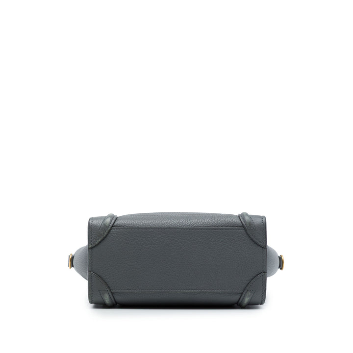 Celine grainé Luggage Cabas Nano Cuir de veau grainé Gris – vue 3 – GABY PARIS