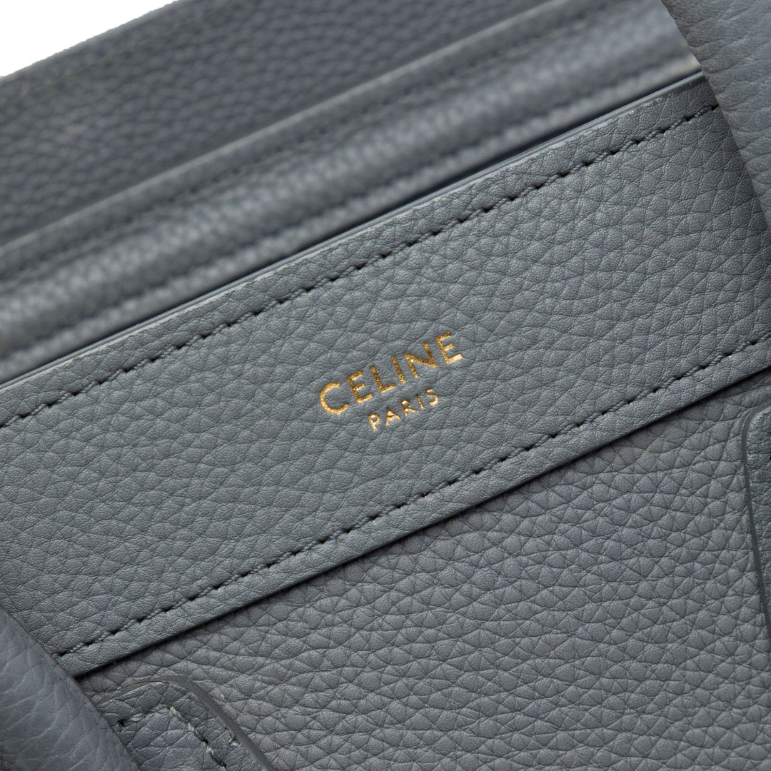 Celine grainé Luggage Cabas Nano Cuir de veau grainé Gris – vue 5 – GABY PARIS