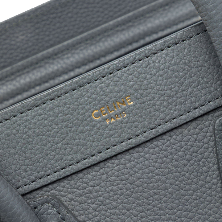 Celine grainé Luggage Cabas Nano Cuir de veau grainé Gris – vue 5 – GABY PARIS