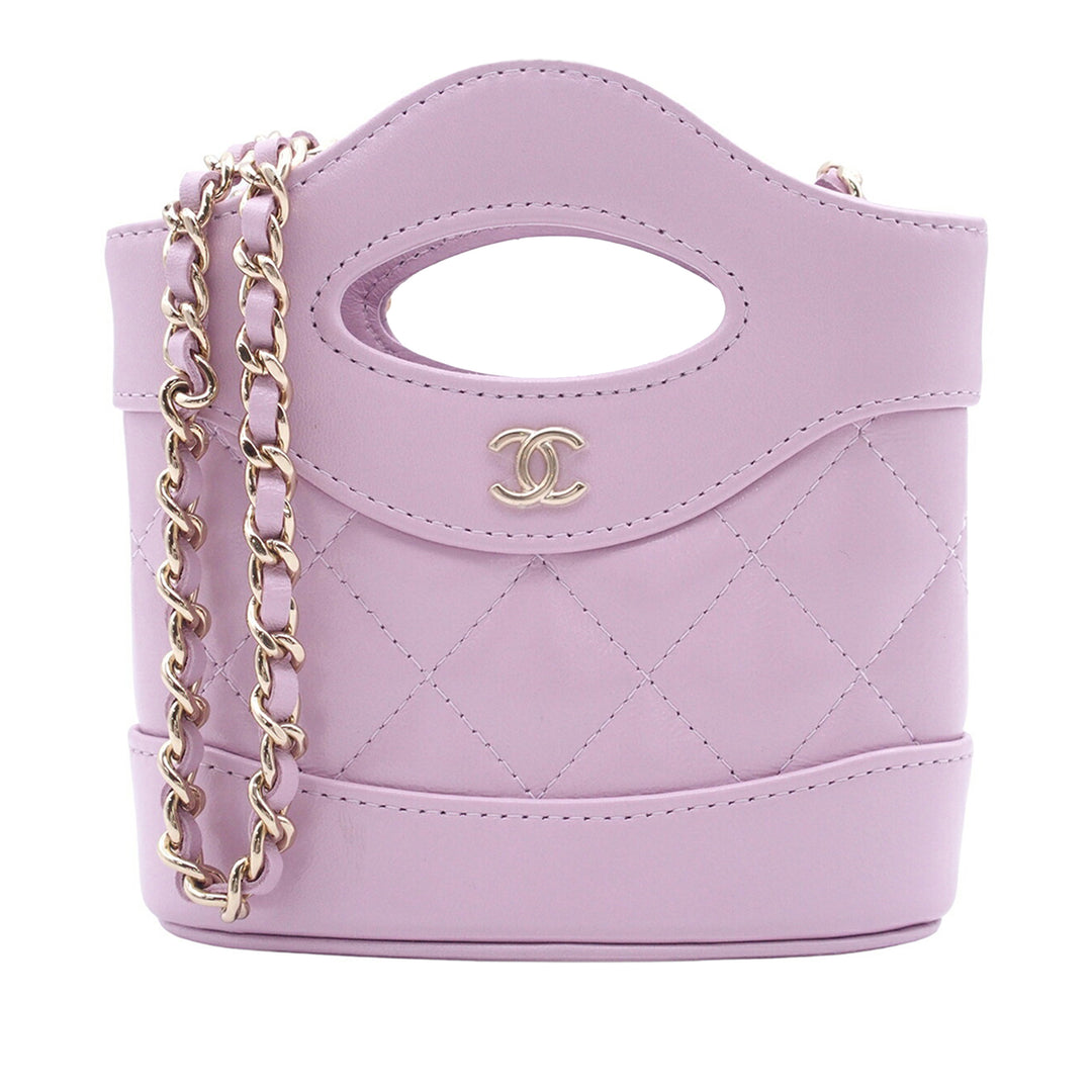 Chanel Micro brillant Cuir d’agneau 31 Pochette avec chaîne