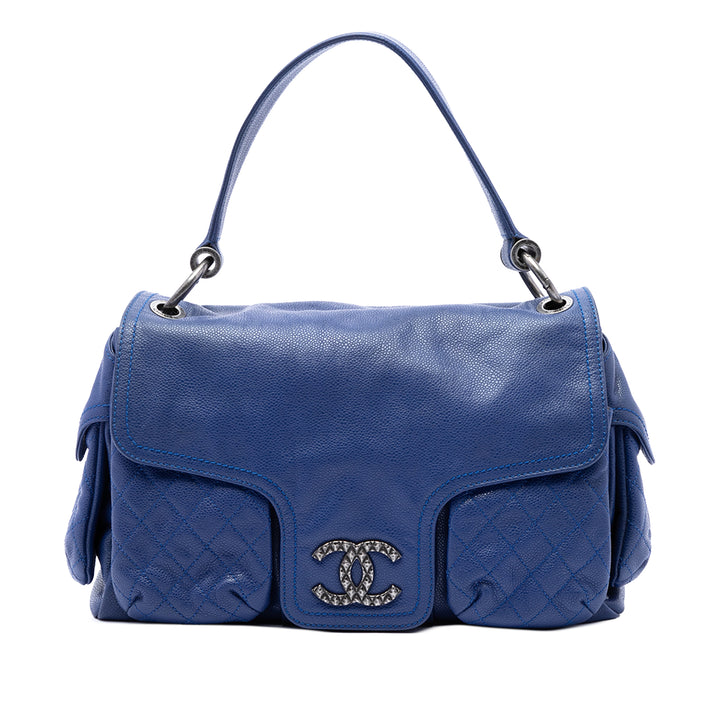 Glacé Coco Rider Multi Poche Rider à rabat Cuir caviar Bleu