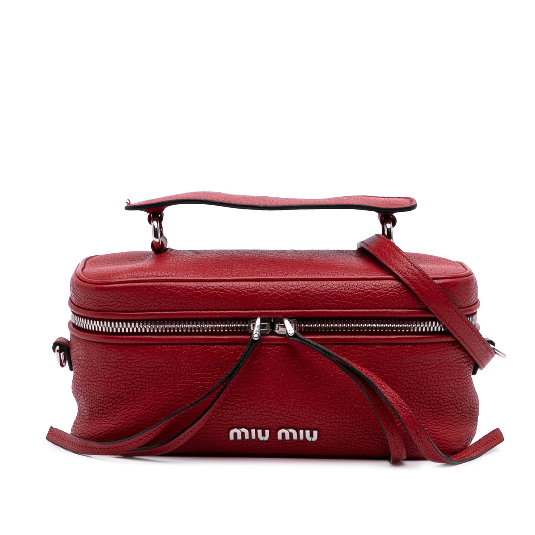 Mini Goatskin Madras Top Handle Vanity Case Red - Gaby Paris